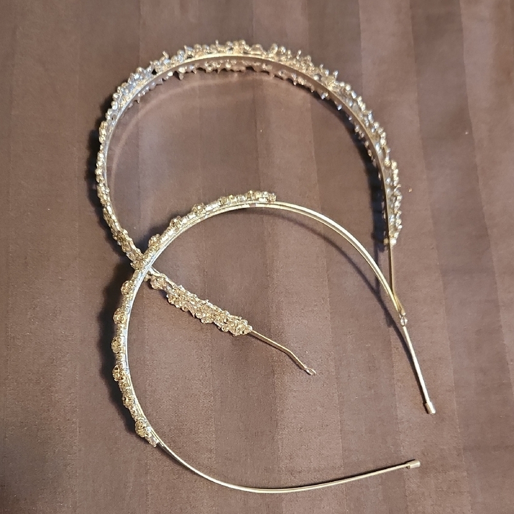 Two Silver Coloured Crystal Headbands